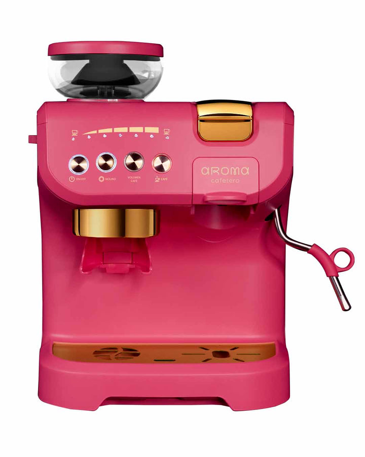 máquina barista híbrida rosada