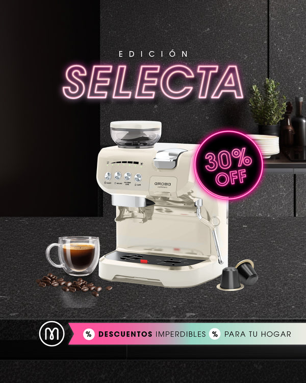 Máquina de café espresso semi profesional con sistema híbrido en colores beige, negro y rosado - CMB HÍBRIDA
