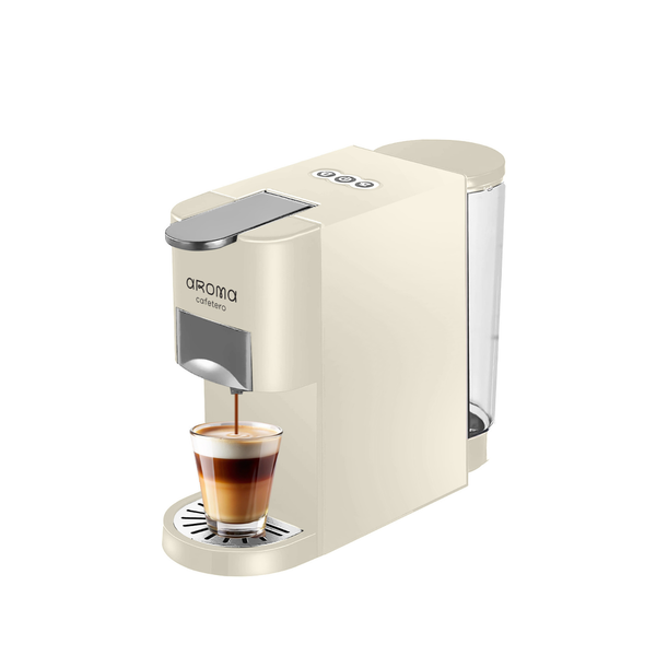 Cafetera de cápsulas y café molido en colores rosado y beige - CMH8S