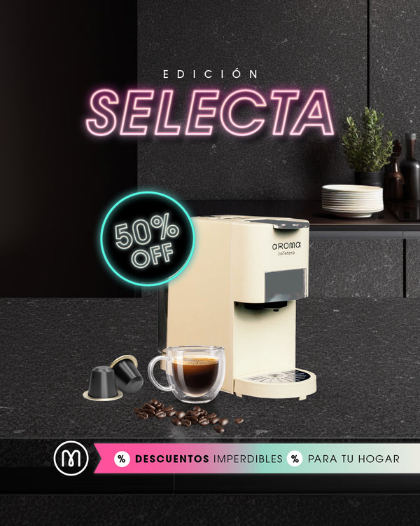 Cafetera de cápsulas y café molido en colores rosado y beige - CMH8S