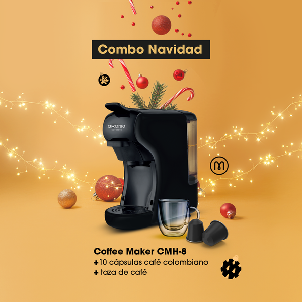 Cafetera de cápsulas tipo Nespresso y café molido