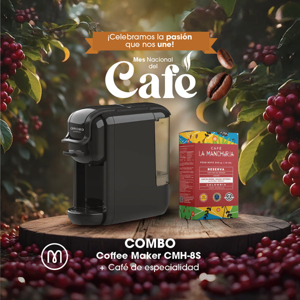 Cafetera para café molido y en cápsulas para café espresso o largo
