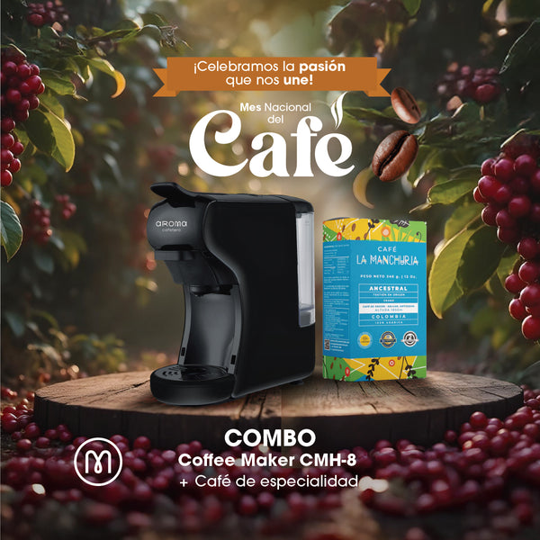 Cafetera de cápsulas tipo Nespresso y café molido