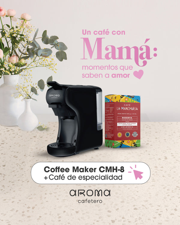Cafetera de cápsulas tipo Nespresso y café molido